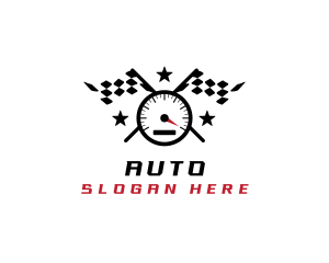 Racing - Racing Flag Speedometer logo design
