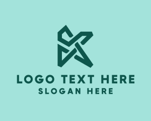 Blue Green - Geometric Letter K logo design