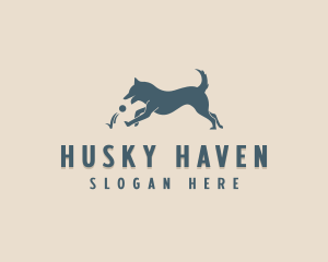 Husky - Happy Husky Dog logo design