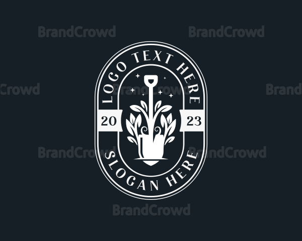 Plant Shovel Gardening Logo