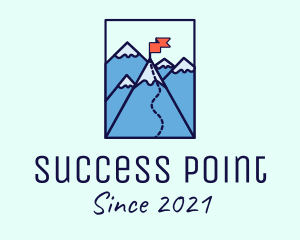 Achievement - Mountain Summit Peak Flag logo design