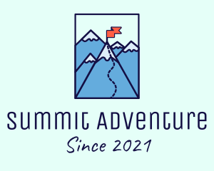 Climbing - Mountain Summit Peak Flag logo design