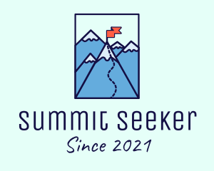 Mountaineer - Mountain Summit Peak Flag logo design