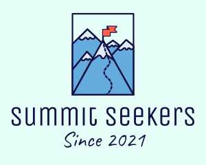 Mountaineering - Mountain Summit Peak Flag logo design