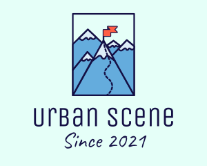 Scene - Mountain Summit Peak Flag logo design