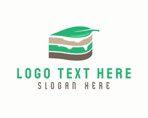 Cake Design - Vegan Leaf Cake Slice logo design