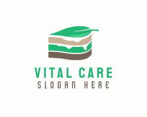 Vegan - Vegan Leaf Cake Slice logo design