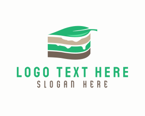 Vegan - Vegan Leaf Cake Slice logo design