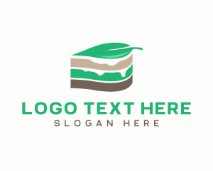 Vegan - Vegan Leaf Cake Slice logo design