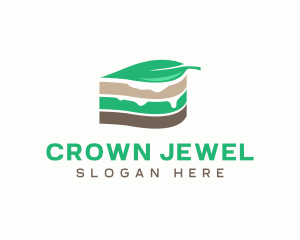 Vegan Leaf Cake Slice  logo design