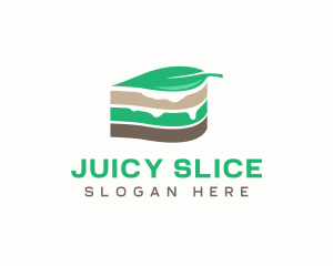 Vegan Leaf Cake Slice  logo design