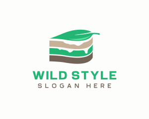 Vegan Leaf Cake Slice  logo design