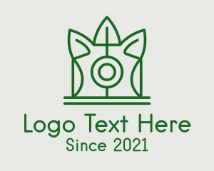 Camera Lens - Green Polaroid Leaf logo design