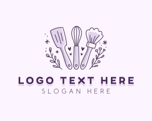 Leaf - Floral Baking Whisk logo design