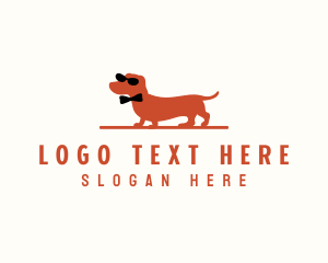 Puppy Daycare - Sunglasses Bow Tie Pet Dog logo design