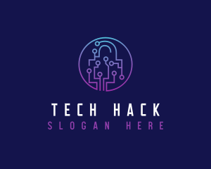 Digital Tech Padlock logo design