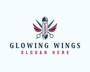 Barbershop Pole Wings logo design