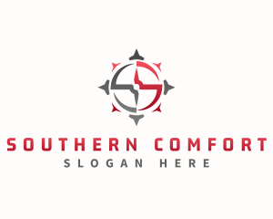 Travel Compass Letter S logo design