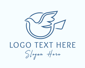 Peaceful - Flying Blue Dove logo design