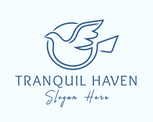 Peaceful - Flying Blue Dove logo design