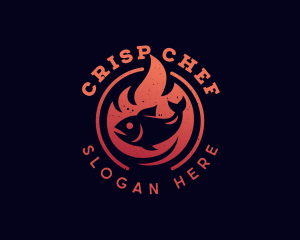 Fish Flame Barbecue  logo design