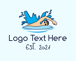 Water Sport - Freestyle Swimmer Swimming logo design