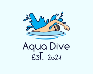 Freestyle Swimmer Swimming logo design