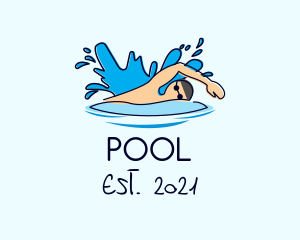 Freestyle Swimmer Swimming logo design