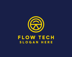 Yellow Tech Badge  logo design