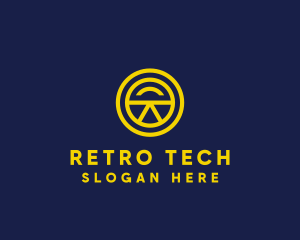 Yellow Tech Badge  logo design