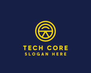 Yellow Tech Badge  logo design