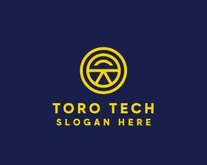 Yellow Tech Badge  logo design