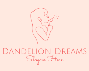 Dandelion - Minimalist Girl Dandelion logo design