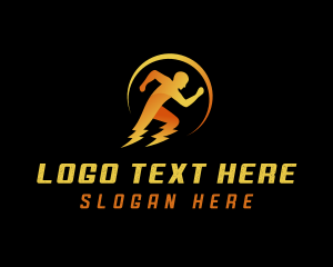 Running - Fast Human Lightning logo design