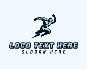 Superhero - Thunder Runner Lightning logo design