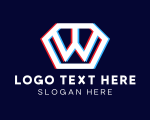 Static - Glitchy Letter W Tech logo design