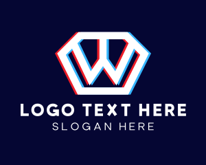 Web Host - Glitchy Letter W Tech logo design