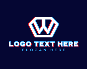 Internet - Tech Glitch Letter W logo design