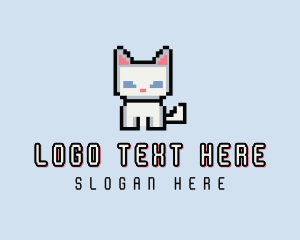 Pixelated - Pixel Cat Kitten logo design