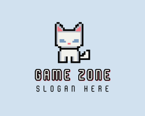 Pixel Cat Kitten logo design