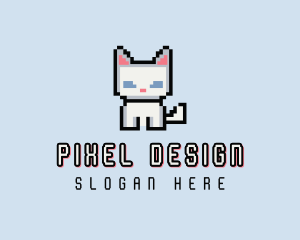 Pixel Cat Kitten logo design