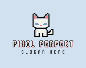 Pixel Cat Kitten logo design