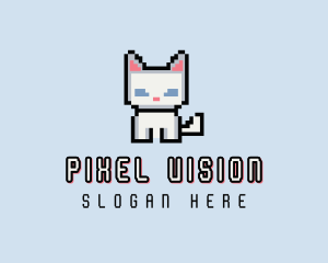 Pixel Cat Kitten logo design