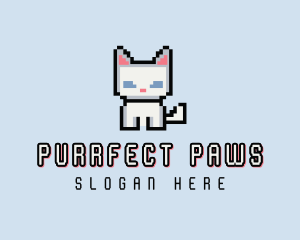 Kitten - Pixel Cat Kitten logo design