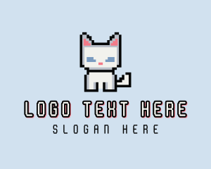 Gaming - Pixel Cat Kitten logo design