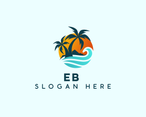 Beach Wave Tropical Logo
