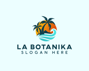 Beach Wave Tropical Logo