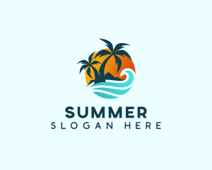 Beach Wave Tropical logo design