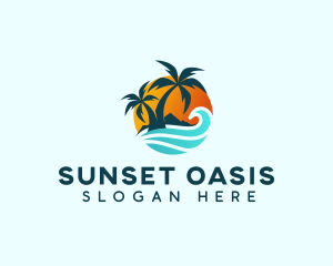 Beach Wave Tropical logo design