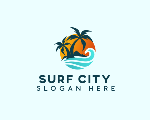 Beach Wave Tropical logo design